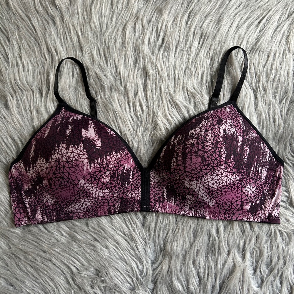 Spyder Wireless Lined Bra Womens Size 38C Purple Wirefree Back Closure